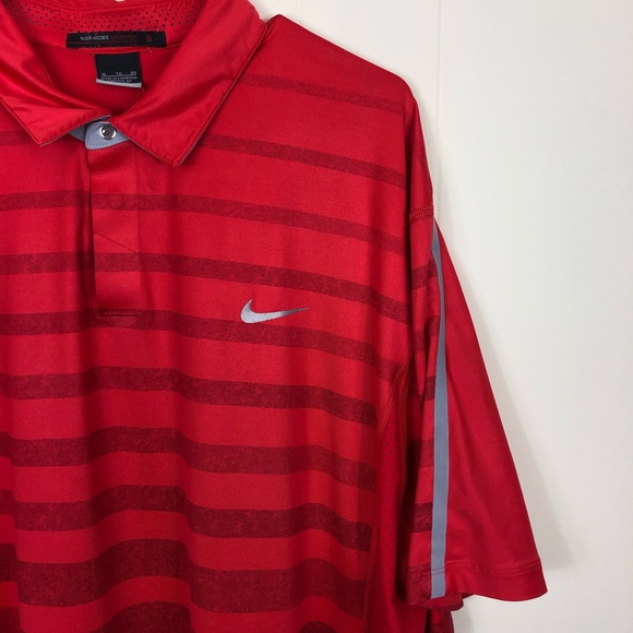 Tiger Woods Nike Dri-Fit Red Striped Golf Polo Sz XL - Picture 5 of 12